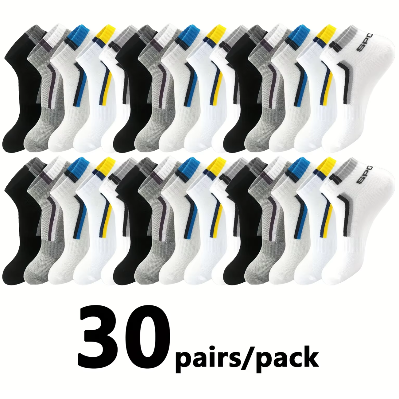 Ankle Sock Low Cut - 30Pairs Men's Mesh Breathable Ankle Socks