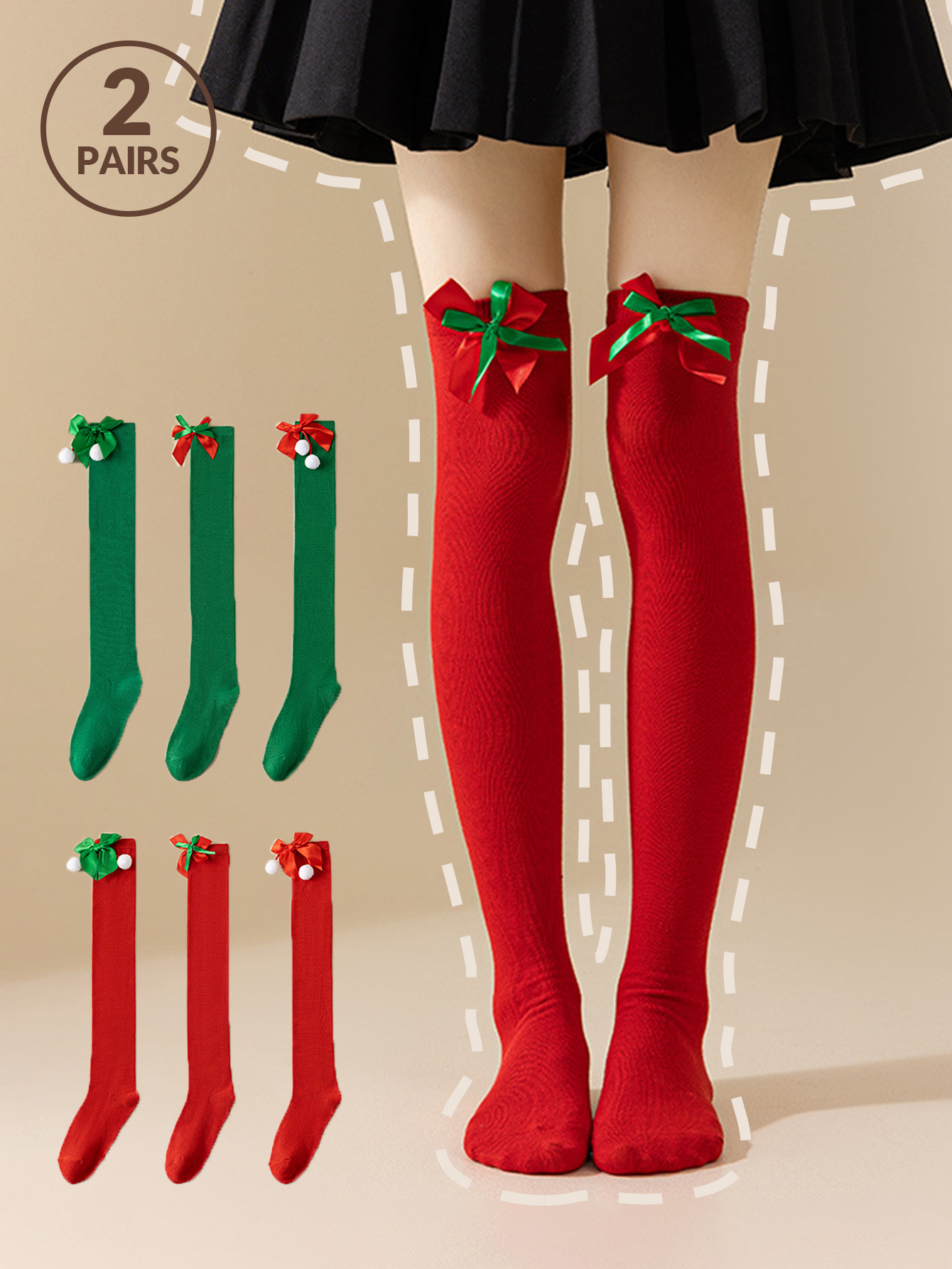 Knee High Sock Women - 1/2pairs Christmas Ornaments Socks Women Over