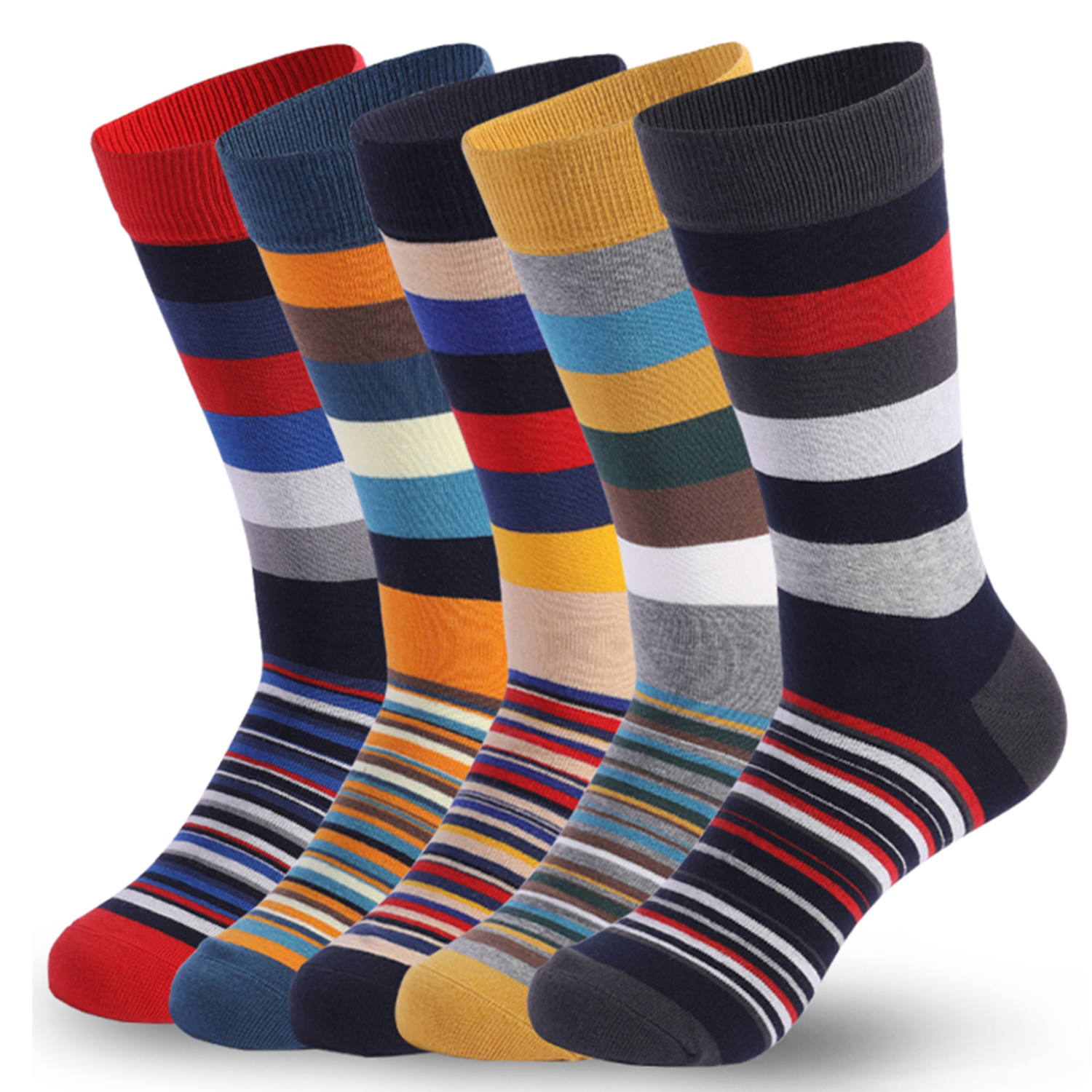 Cotton Crew Sock Pack - 5Pairs Mens Fun Dress Socks, Pattern