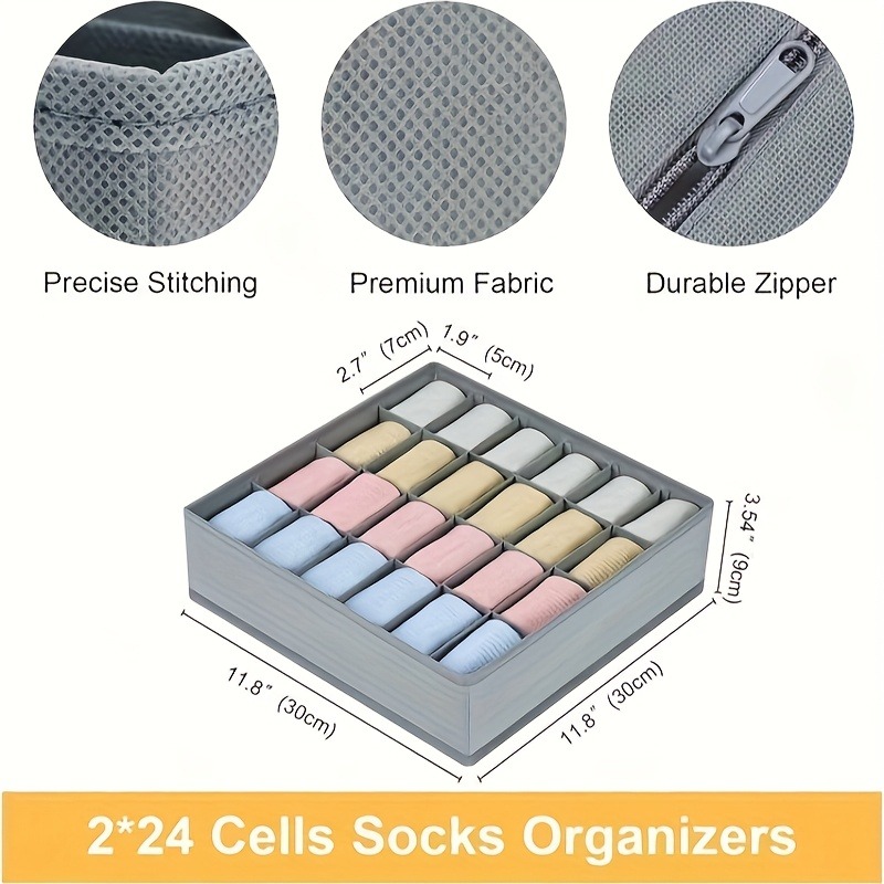 2Pcs 24-Compartment Fabric Soc – обзор и цена Sock Organizer Tray