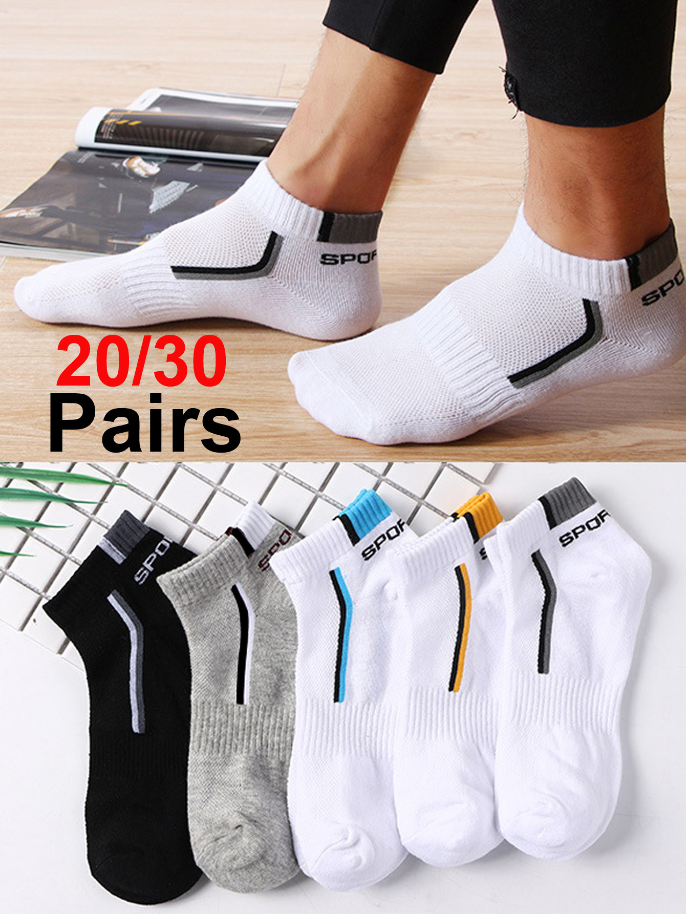 30pairs Men's Fashion Cotton B – обзор и цена Ankle Sock Low Cut
