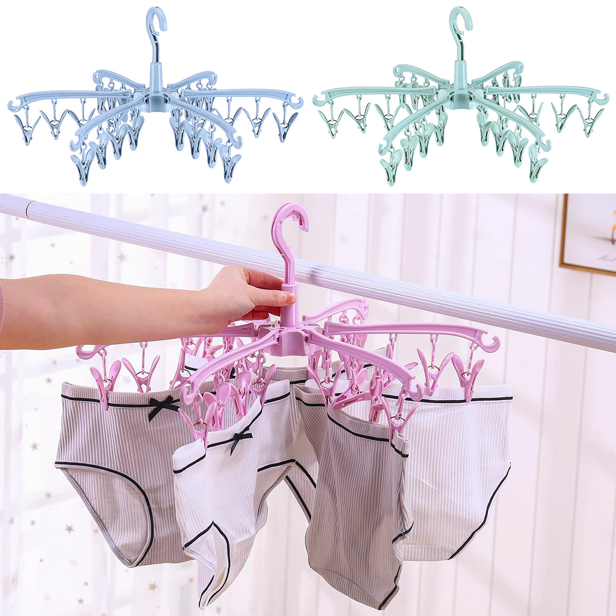 24 Clips Folding Clothes Dryer – обзор и цена Sock Organizer Tray