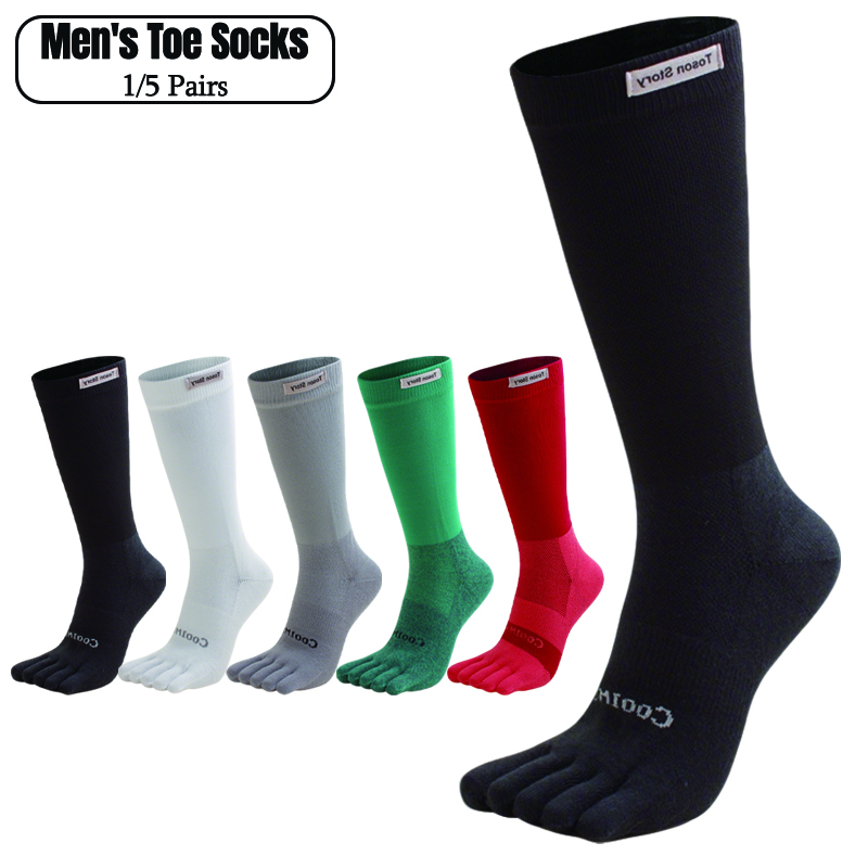 1/5 Pairs Men's High Crew Five – обзор и цена Toe Sock Split