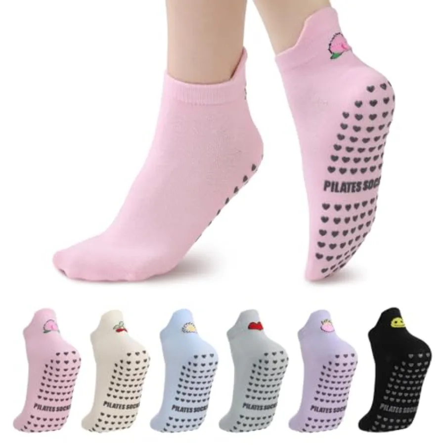 6 Pairs Pilates Socks with Gri – обзор и цена Grip Sock Yoga