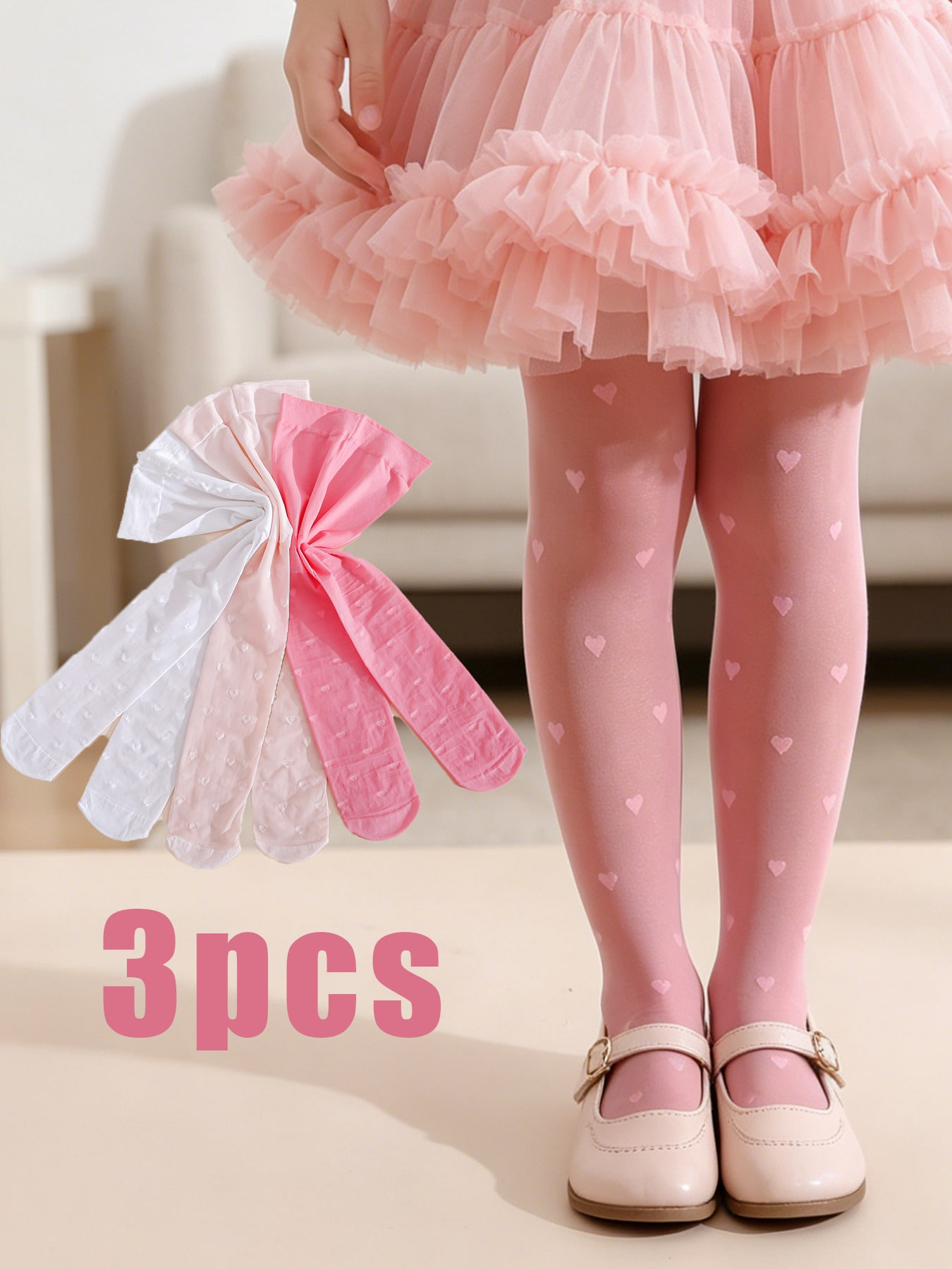 3Pcs Girls Heart Print Tights  – обзор и цена Tights Pantyhose Sheer