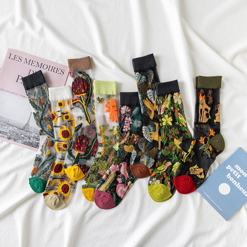 1/4 Pairs Retro Flower Women G – обзор и цена Silk Sock Bamboo