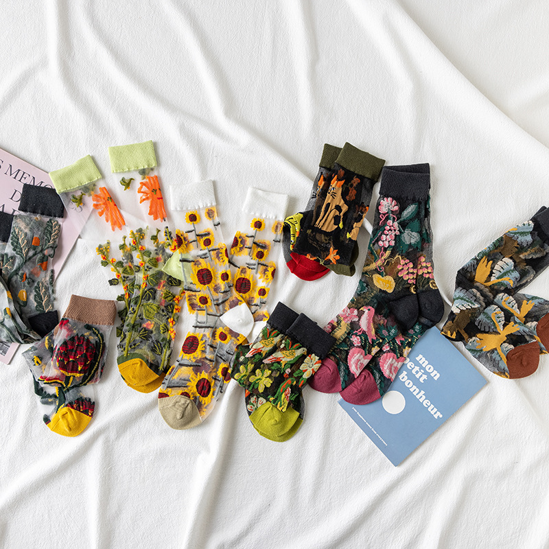 1/4 Pairs Retro Flower Women G – обзор и цена Silk Sock Bamboo