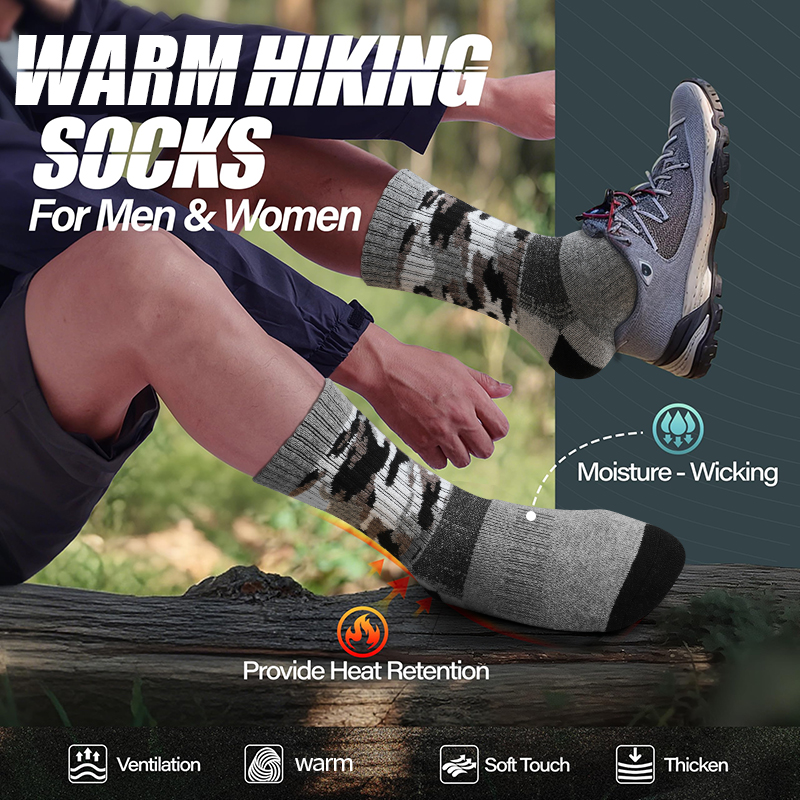 4Pairs Thick Gray Camouflage S – обзор и цена Wool Hiking Sock