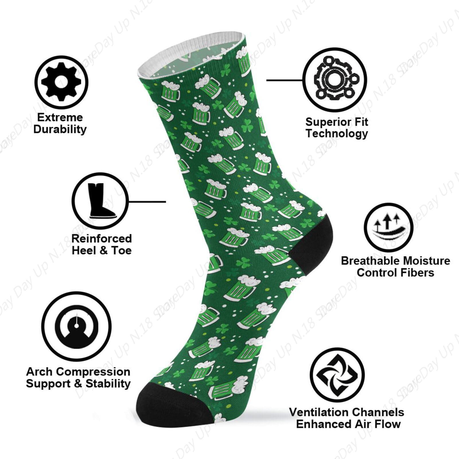 Green Clover Leaf Beer St. Pat – обзор и цена Cotton Crew Sock Pack