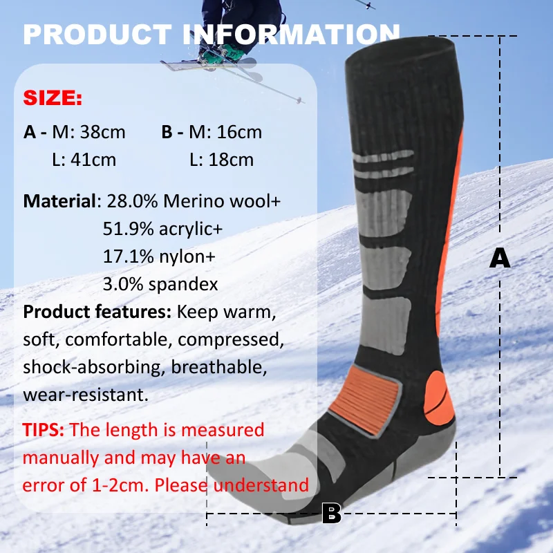 1 Pair Merino Wool Ski Socks M – обзор и цена Thermal Sock Winter