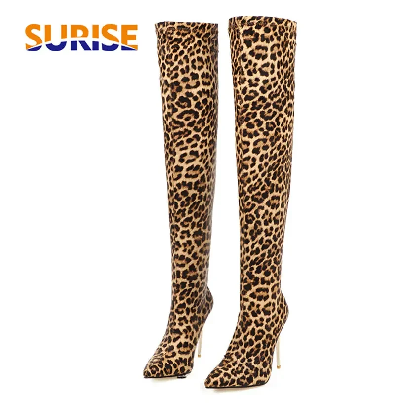 Plus Size Stretch Leopard Over – обзор и цена Knee High Sock Women