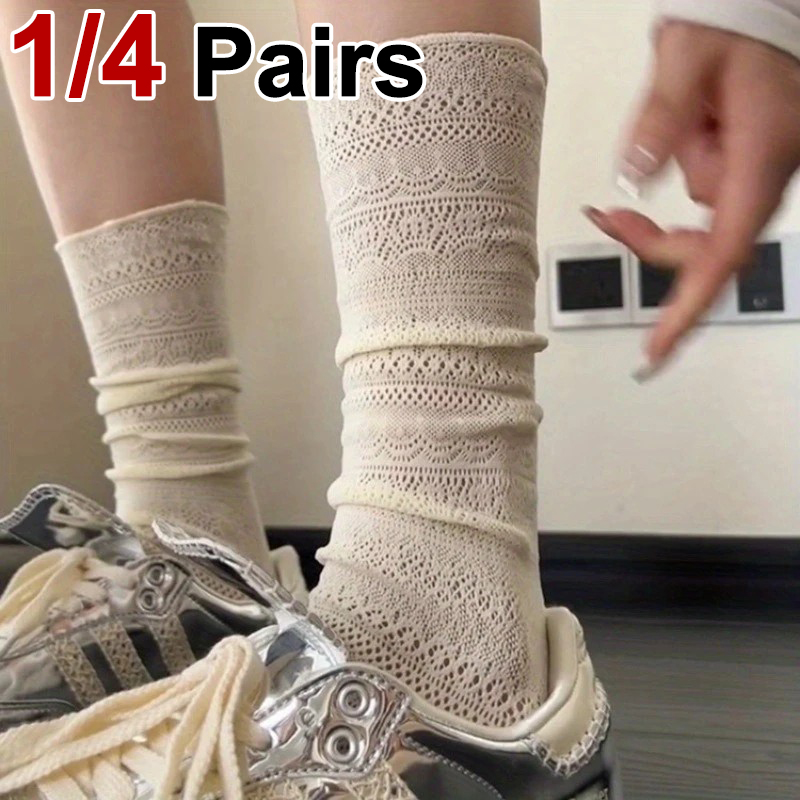 1/4 Pairs Women Lace Trimmed K – обзор и цена Knee High Sock Women