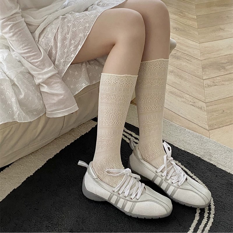 1/4 Pairs Women Lace Trimmed K – обзор и цена Knee High Sock Women