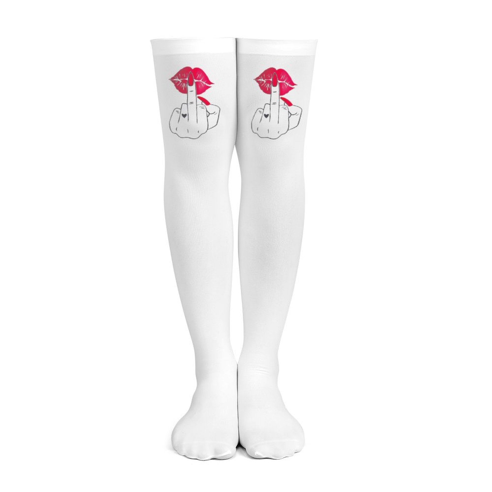 Ladies' white middle finger, r – обзор и цена Knee High Sock Women