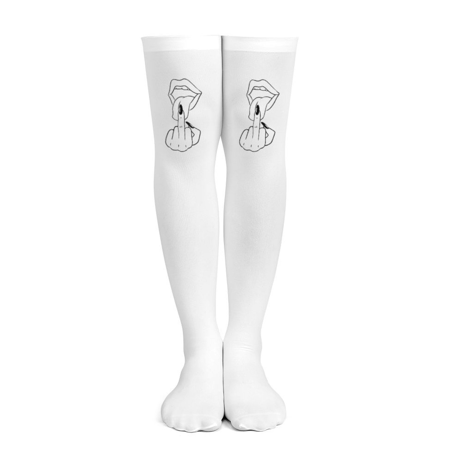 Ladies' white middle finger, r – обзор и цена Knee High Sock Women