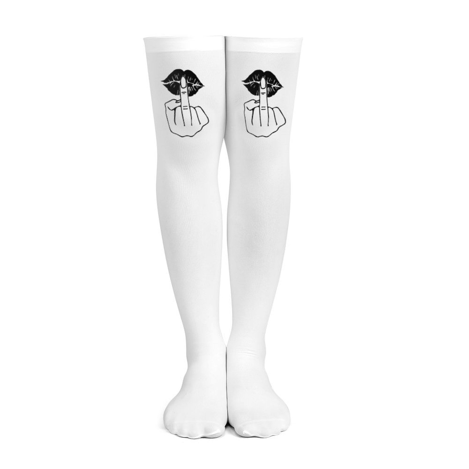 Ladies' white middle finger, r – обзор и цена Knee High Sock Women