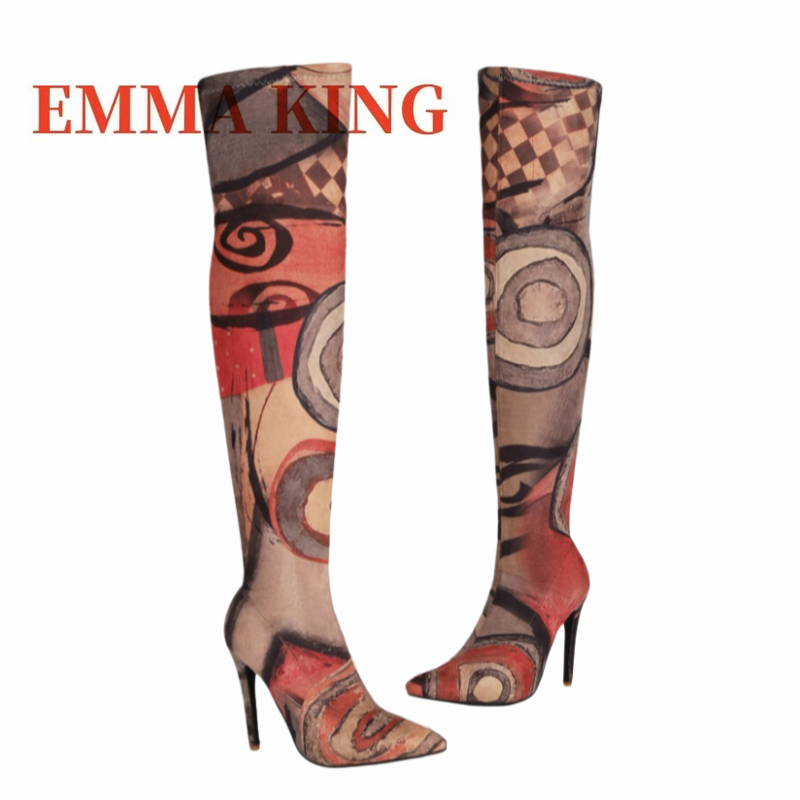 Women's Art Print Thigh High B – обзор и цена Knee High Sock Women