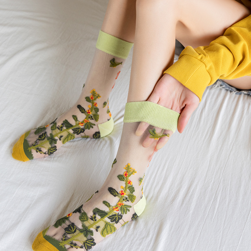 1/4 Pairs Retro Flower Women G – обзор и цена Silk Sock Bamboo