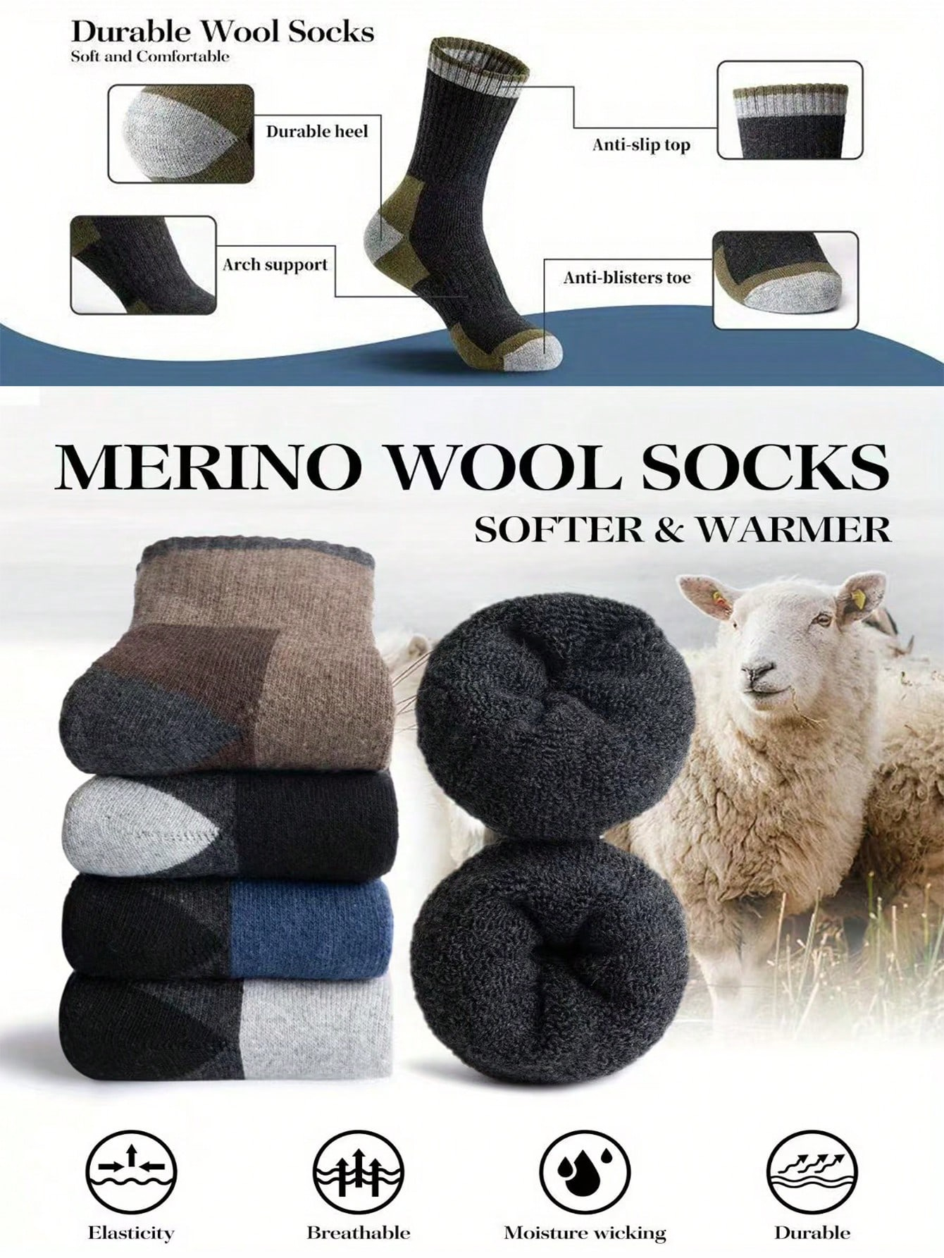Men’s Thick Crew Socks 5-Pack, – обзор и цена Cotton Crew Sock Pack