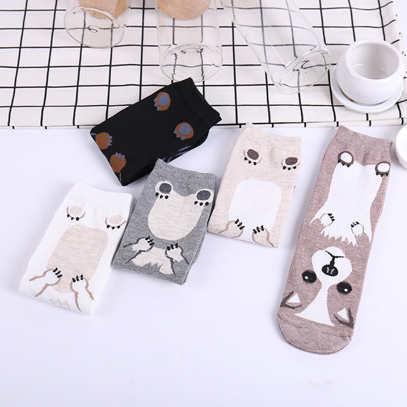 5 Pairs/pack Funny Cartoon Dog – обзор и цена Cotton Crew Sock Pack