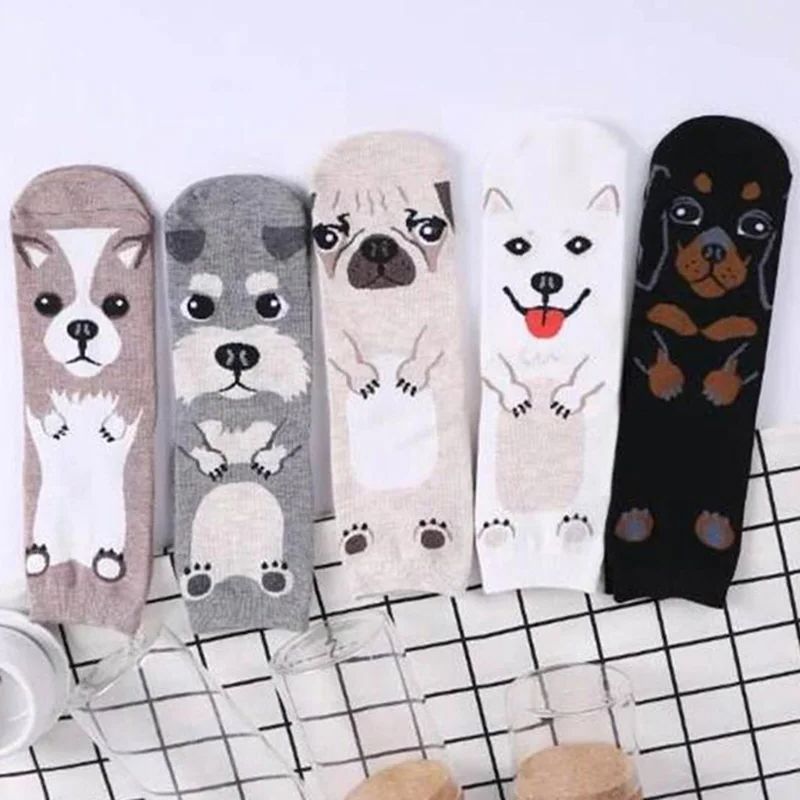 5 Pairs/pack Funny Cartoon Dog – обзор и цена Cotton Crew Sock Pack