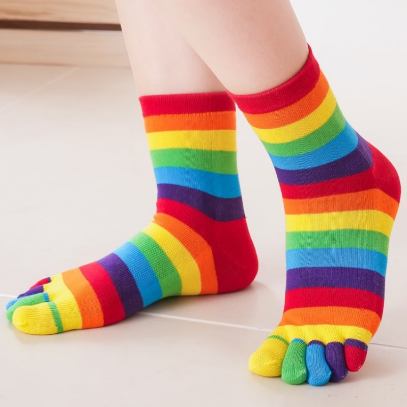 Women's Socks Rainbow Striped  – обзор и цена Toe Sock Split
