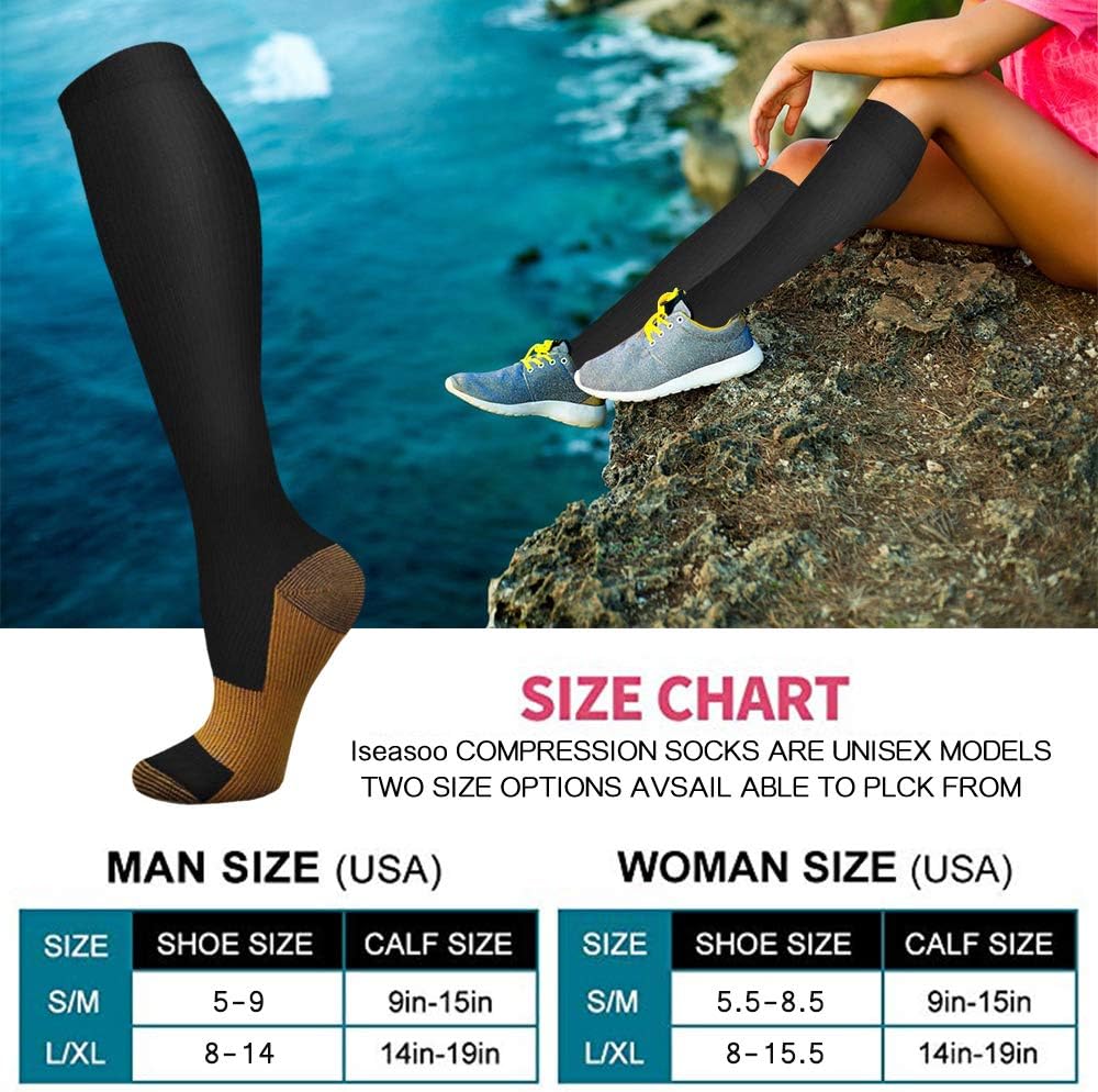 6 Pairs Solid Color Copper Com – обзор и цена Compression Sock Medical