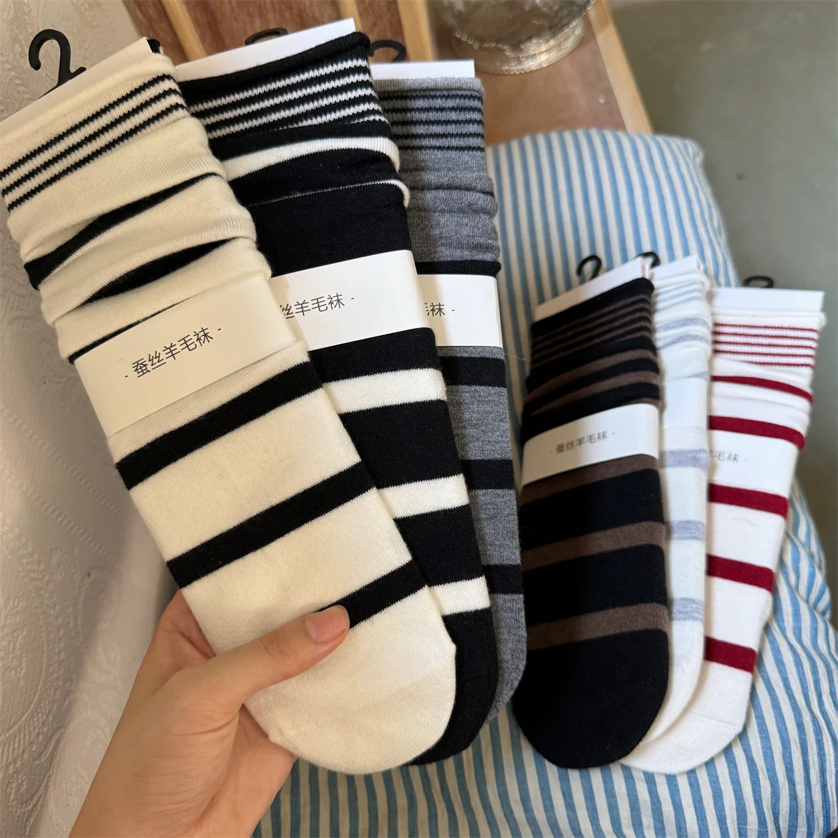 Korean Winter Striped Wool Sil – обзор и цена Silk Sock Bamboo