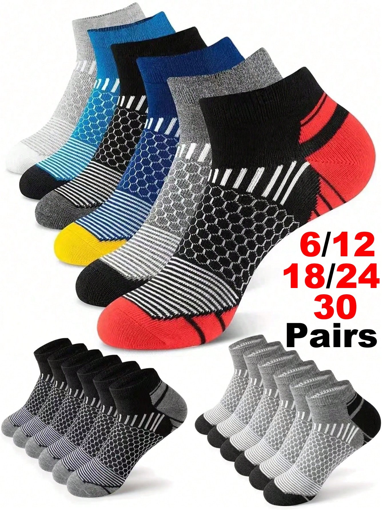 12Pairs Men's Athletic Socks A – обзор и цена Ankle Sock Low Cut