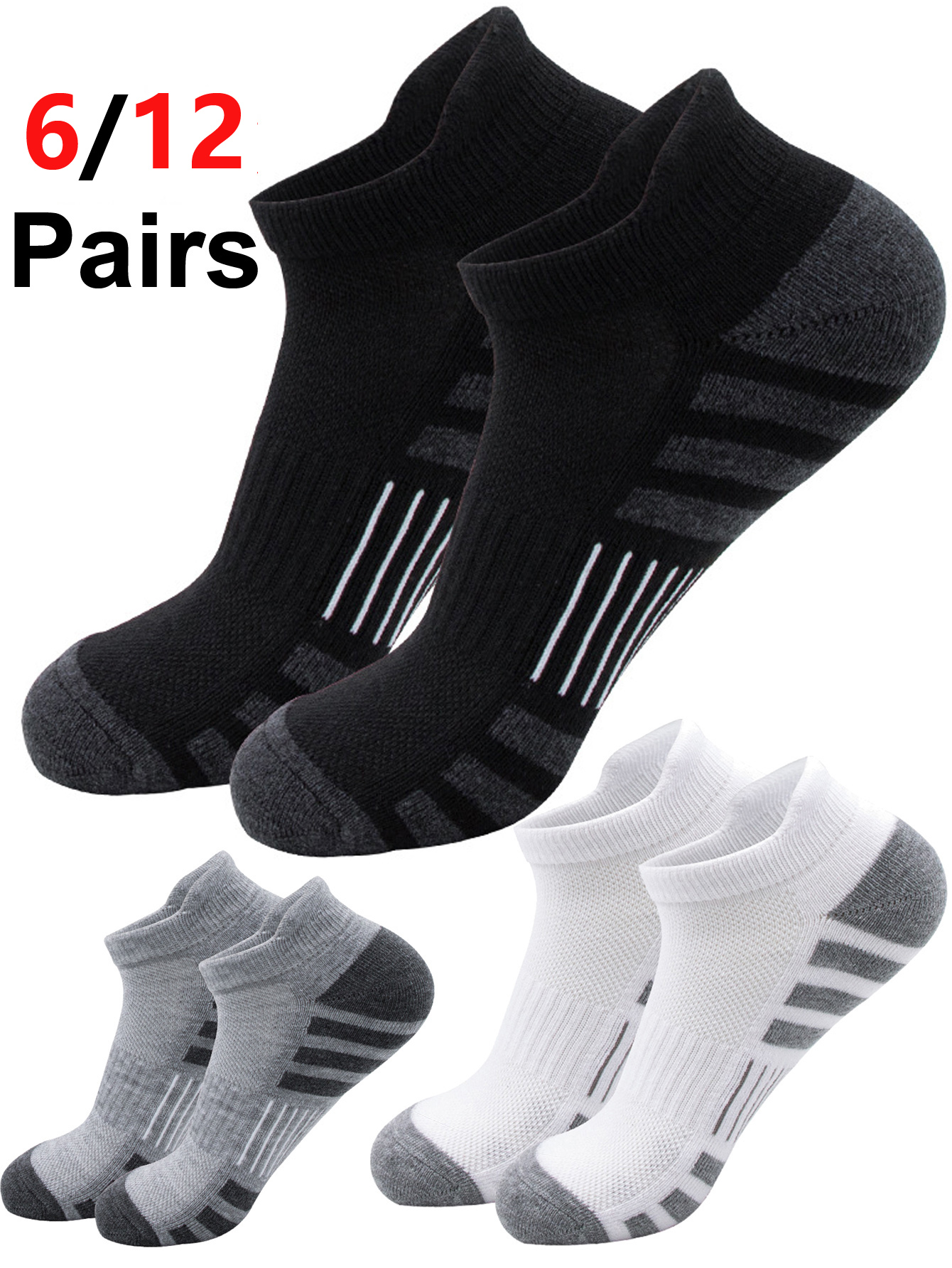 6/12 Pairs Low Cut Ankle Socks – обзор и цена Athletic Sock Cushion