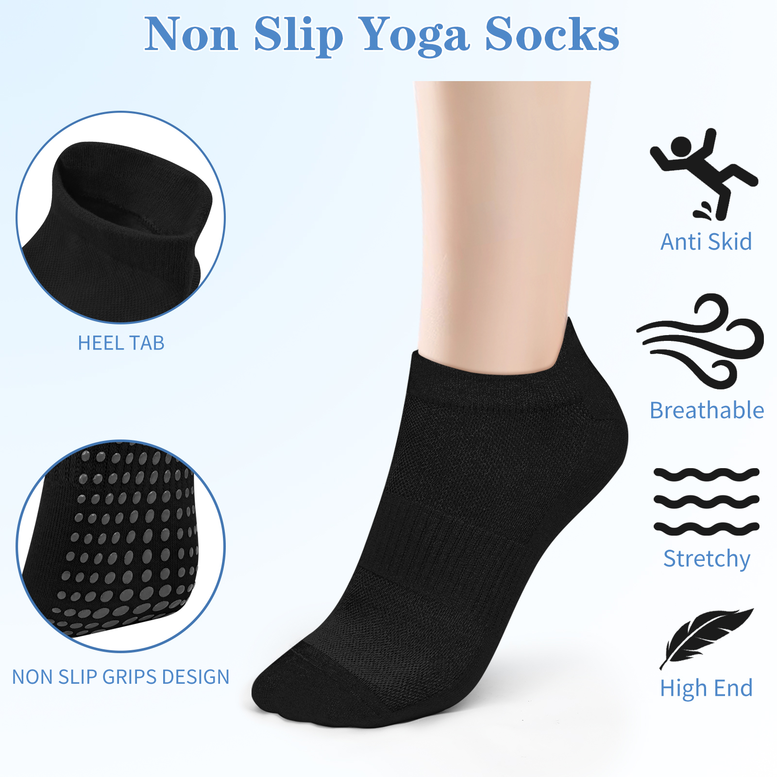 3 Pairs Yoga Socks Women Cotto – обзор и цена No Show Sock Women