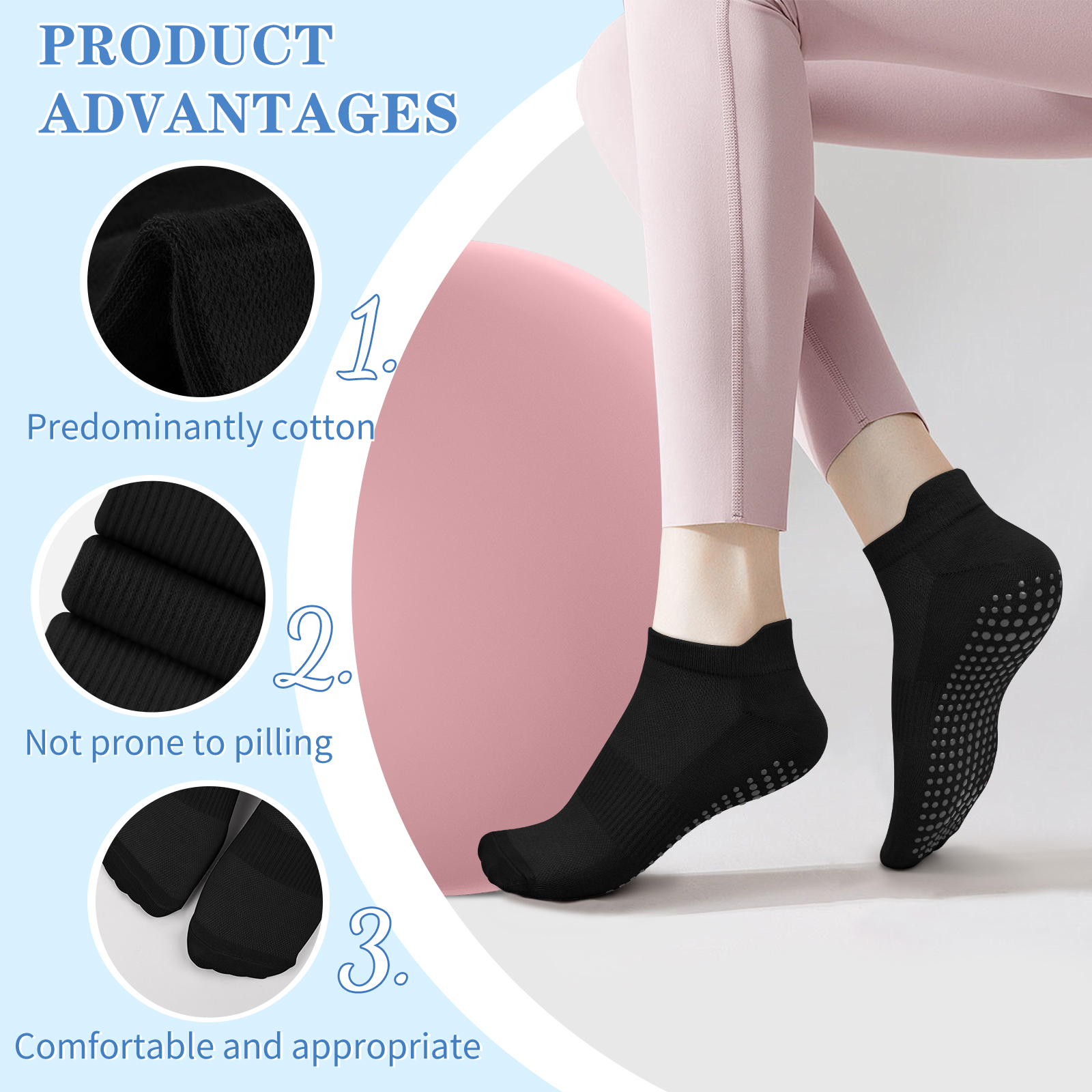 3 Pairs Yoga Socks Women Cotto – обзор и цена No Show Sock Women